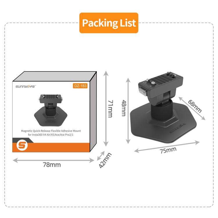 Sunnylife Magnetic Flexible Adhesive Helmet Mount Base Quick-Release Action Camera Holder For Ins...