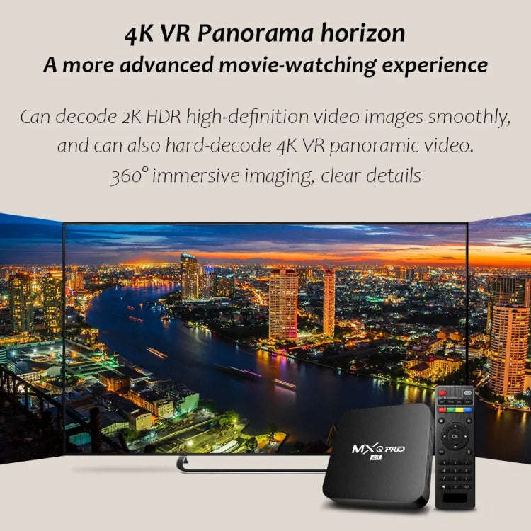 MXQ Pro 4K TV Box Rockchip RK3228A Quad Core CPU Android 7.1, 1GB+8GB wtih Remote Control, US Plu...