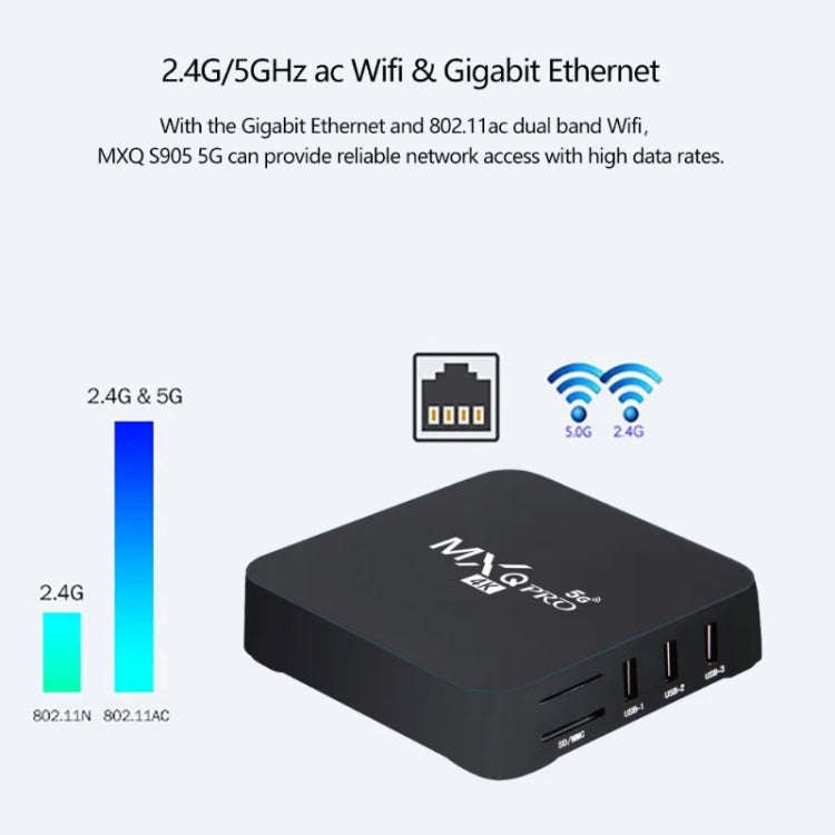 MXQ Pro 4K TV Box Rockchip RK3228A Quad Core CPU Android 7.1, 1GB+8GB wtih Remote Control, US Plu...