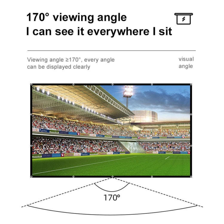 Folding Milk Silk Polyester Projector Film Curtain, 60 inch (16:9) Projection Area: 133 x 75cm, 6...