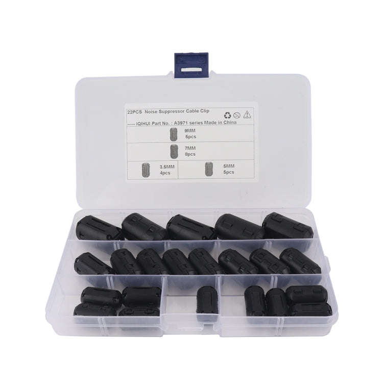22 PCS 3.5mm/5mm/7mm/9mm Anti-interference Degaussing Ring Ferrite Ring Cable Clip Core Noise Sup...