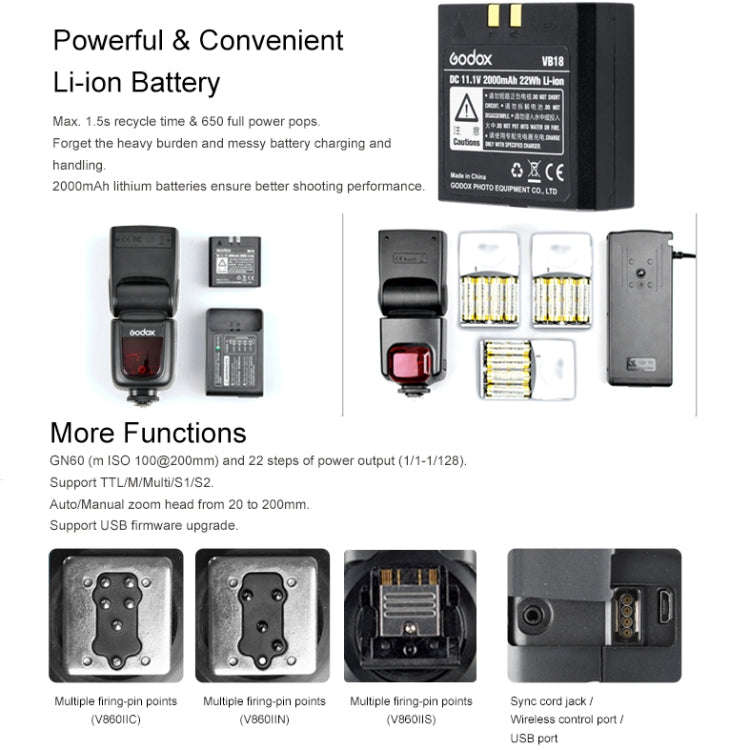 Godox V860IIN 2.4GHz Wireless 1/8000s HSS Flash Speedlite Camera Top Fill Light for Nikon DSLR Ca...