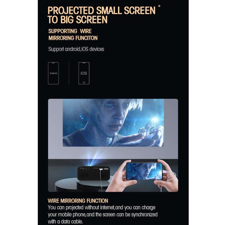 T500 1920x1080P 80 Lumens Portable Home Theater LED HD Digital Projector, Without Remote Control ...