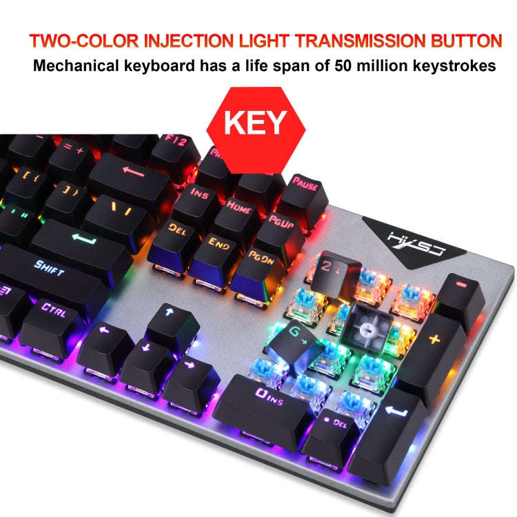 HXSJ L300 104 Keys USB Port LED Lighting Wired Mechanical Keyboard