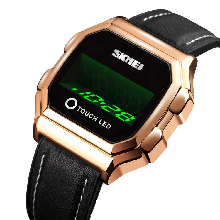 SKMEI 1650 Leather Strap Version LED Digital Display Electronic Watch with Touch Luminous Button,...