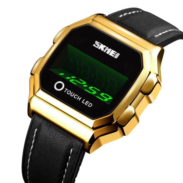 SKMEI 1650 Leather Strap Version LED Digital Display Electronic Watch with Touch Luminous Button,...
