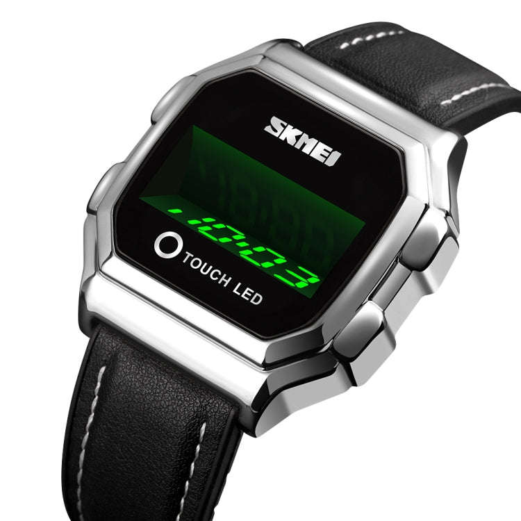 SKMEI 1650 Leather Strap Version LED Digital Display Electronic Watch with Touch Luminous Button,...
