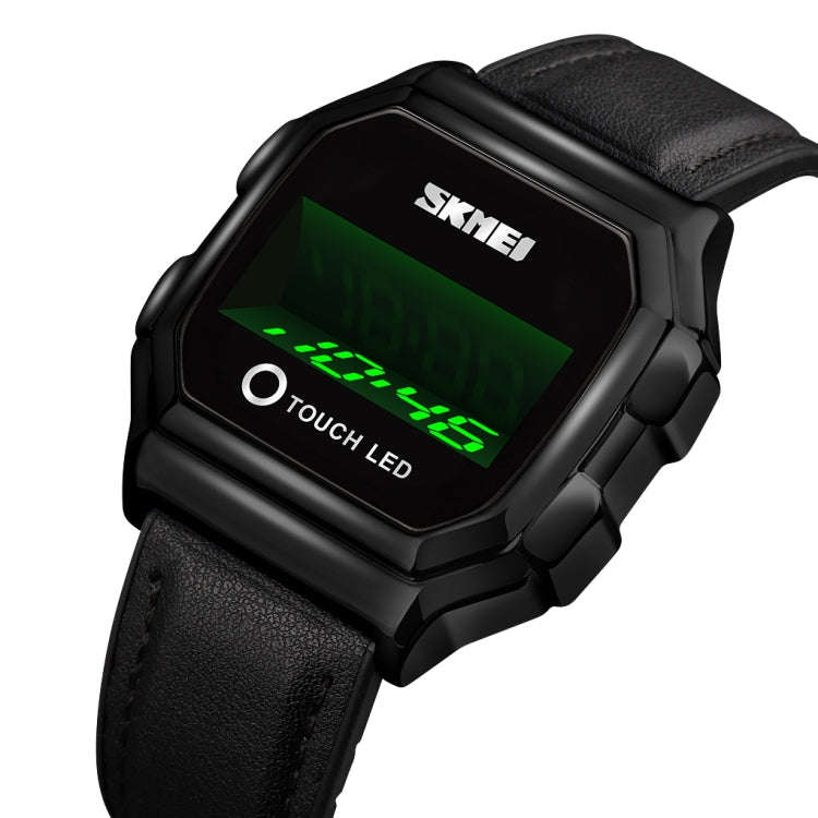 SKMEI 1650 Leather Strap Version LED Digital Display Electronic Watch with Touch Luminous Button,...