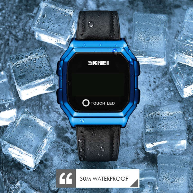 SKMEI 1650 Leather Strap Version LED Digital Display Electronic Watch with Touch Luminous Button,...