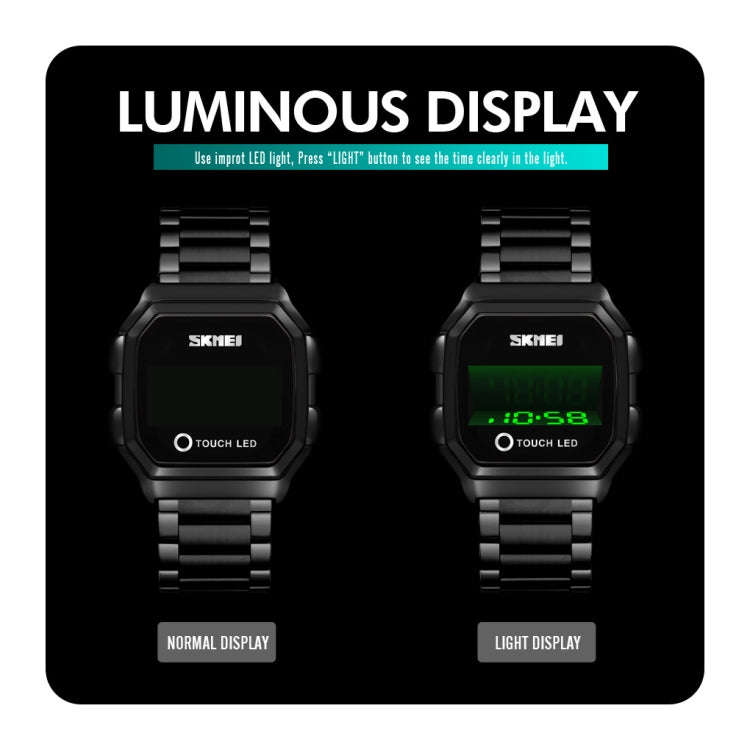 SKMEI 1650 Leather Strap Version LED Digital Display Electronic Watch with Touch Luminous Button,...