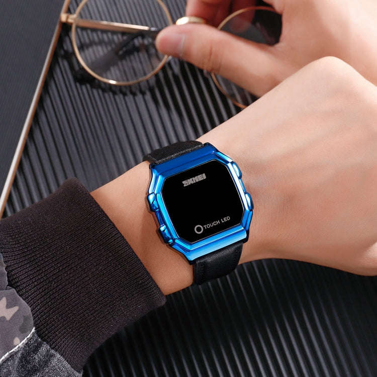 SKMEI 1650 Leather Strap Version LED Digital Display Electronic Watch with Touch Luminous Button,...