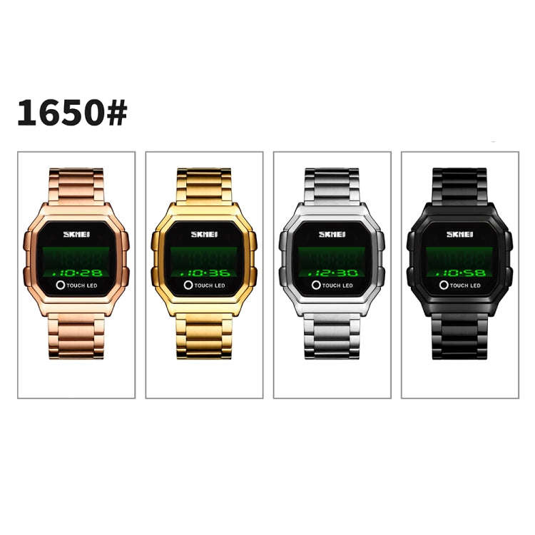 SKMEI 1650 Steel Strap Version LED Digital Display Electronic Watch with Touch Luminous Button, S...