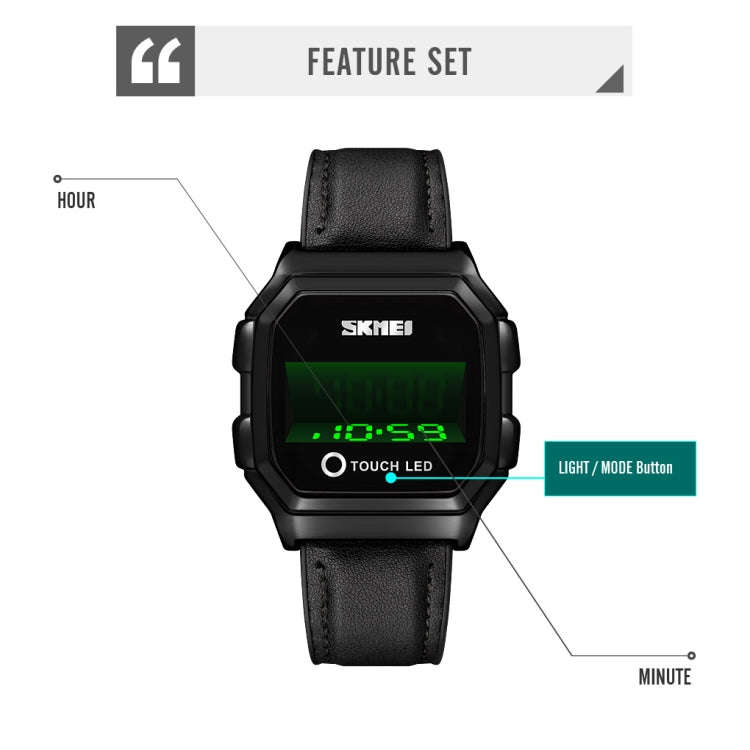 SKMEI 1650 Steel Strap Version LED Digital Display Electronic Watch with Touch Luminous Button, S...