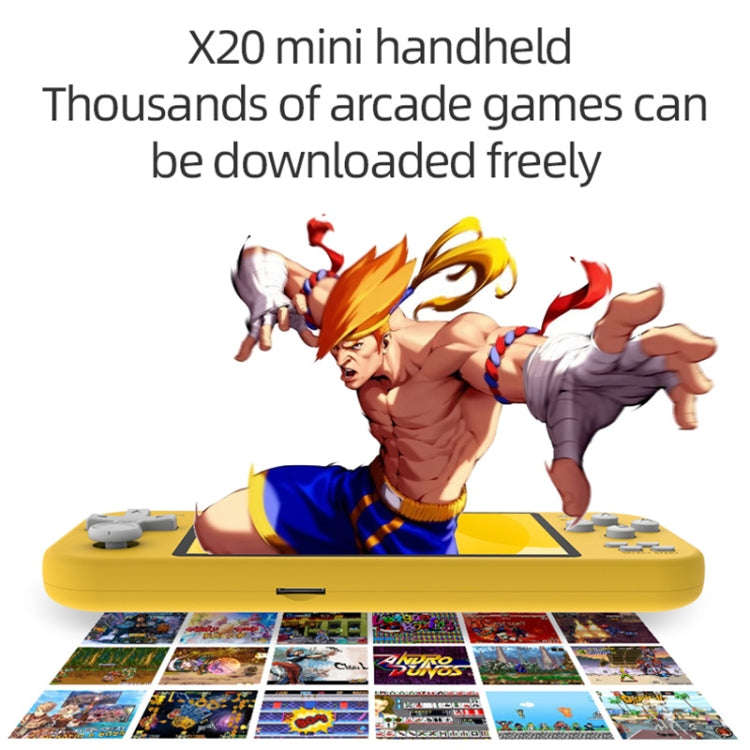 X20 mini Classic Games Handheld Game Console with 4.3 inch Screen & 8GB Memory, X20 mini / Yellow...