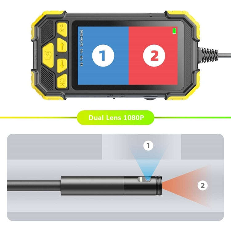 Y19 8mm Dual Lens Hand-held Hard-wire Endoscope with 4.3-inch IPS Color LCD Screen, 2m, 3.5m, 5m,...