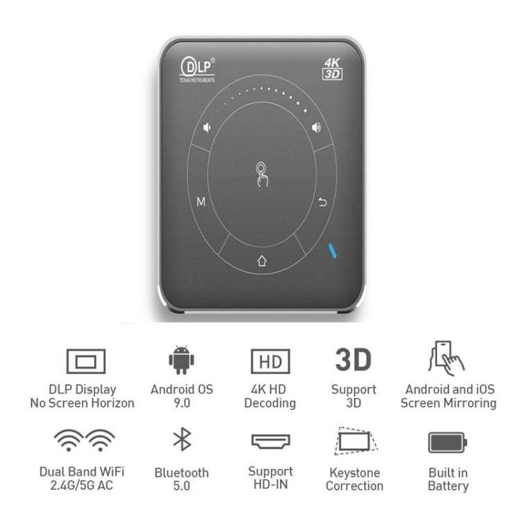 P11 854x480 DLP Smart Projector With Infrared Remote Control, Android 9.0, 4GB+32GB,, EU Plug, US...