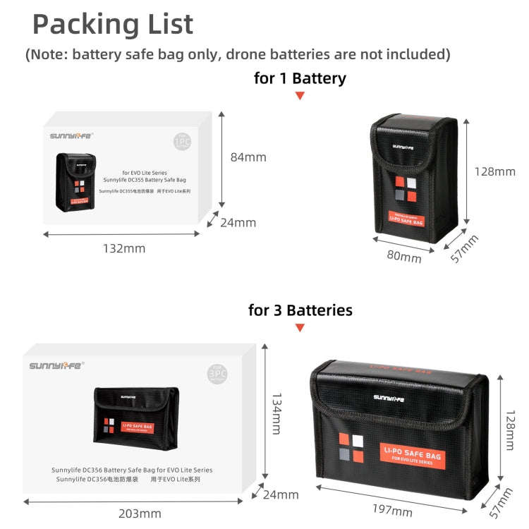 Sunnylife EVO-DC355 Battery Explosion-proof Bag for EVO Lite, EVO-DC355