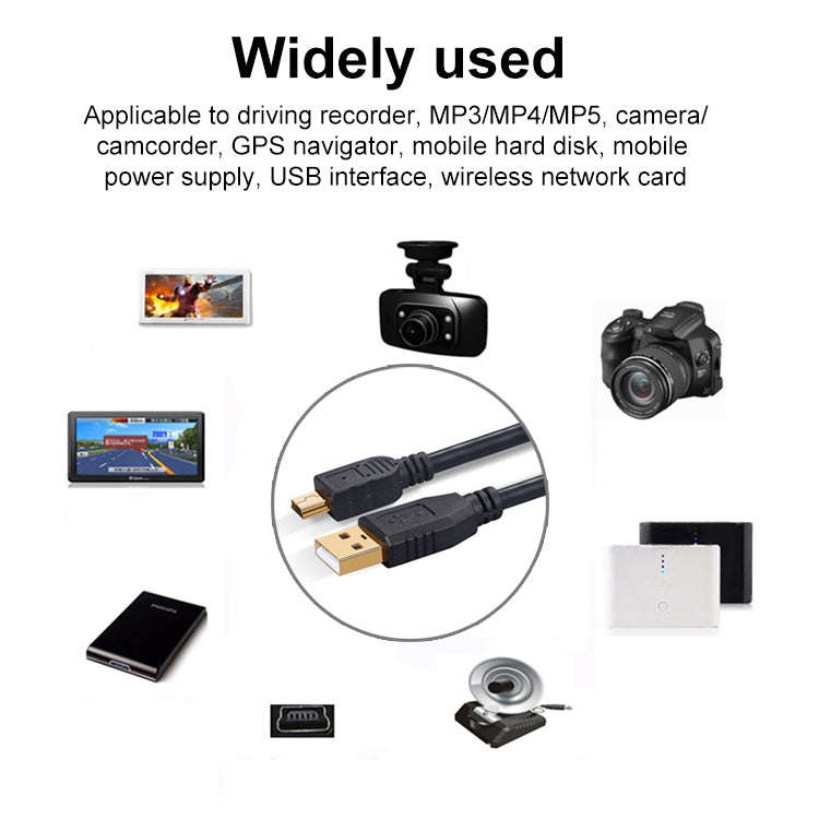 Mini 5 Pin to USB 2.0 Camera Extension Data Cable, 1.5m, 2m, 3m, 5m