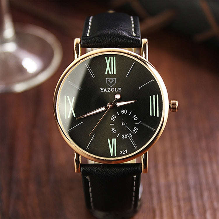 YAZOLE 327 Leather Strap Waterproof Luminous Ladies Watch
