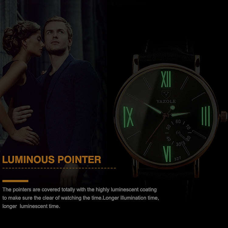 YAZOLE 327 Leather Strap Waterproof Luminous Ladies Watch