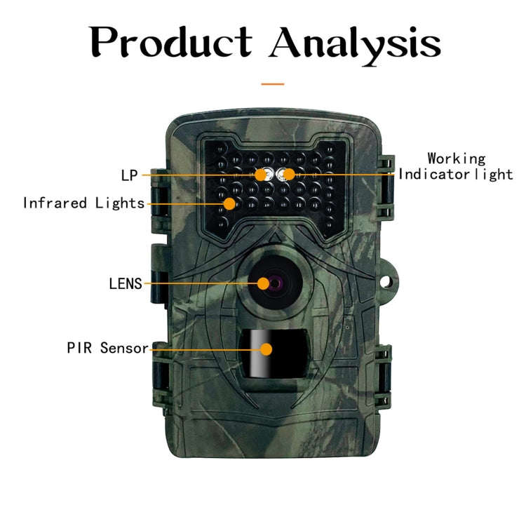 PR2000 2 Inch LCD Screen Infrared Night Vision Wildlife Hunting Trail Camera, PR2000