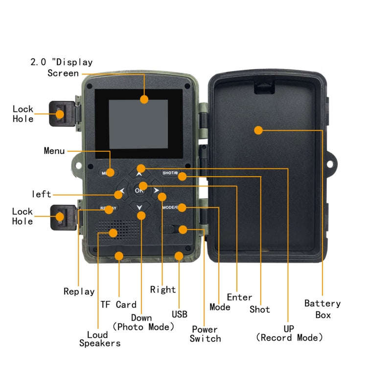 PR2000 2 Inch LCD Screen Infrared Night Vision Wildlife Hunting Trail Camera, PR2000