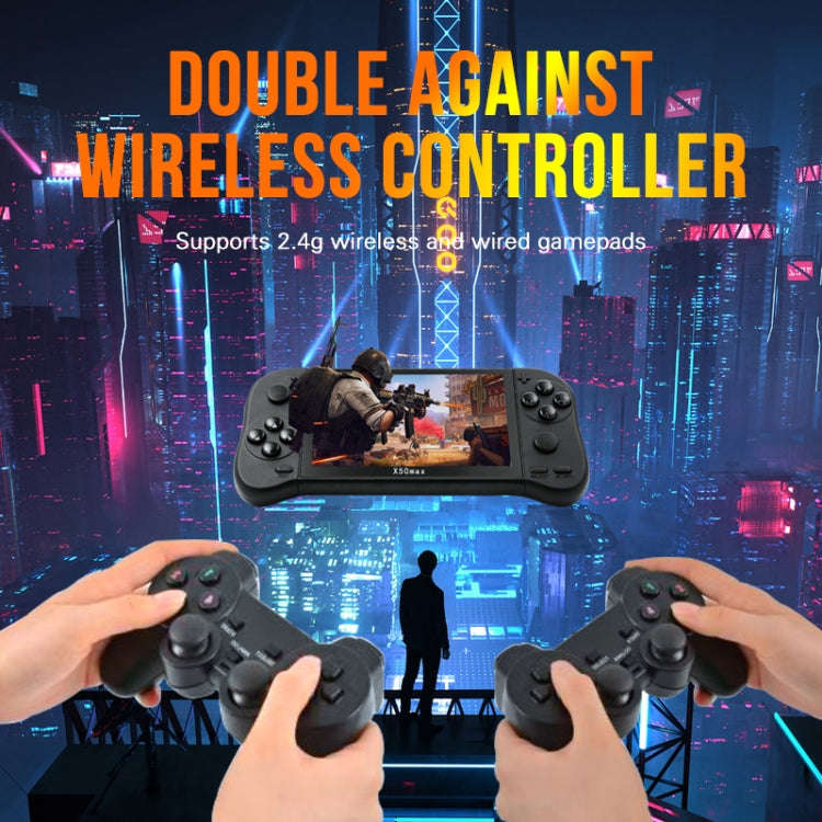 X50 Max 5.1 inch Screen Handheld Game Console for Double Player with 6000+ Games, X50 Max / Black...