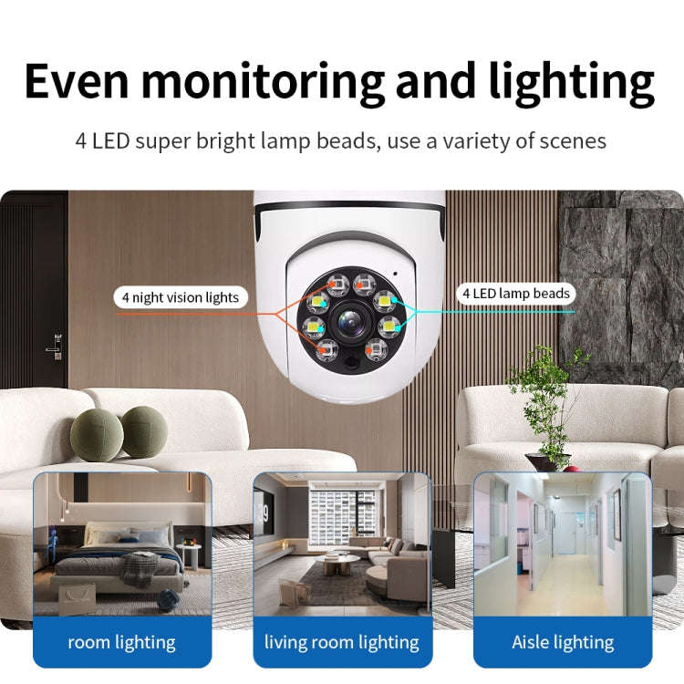 A6 2MP HD Light Bulb WiFi Camera Support Motion Detection/Two-way Audio/Night Vision/TF Card, Wit...