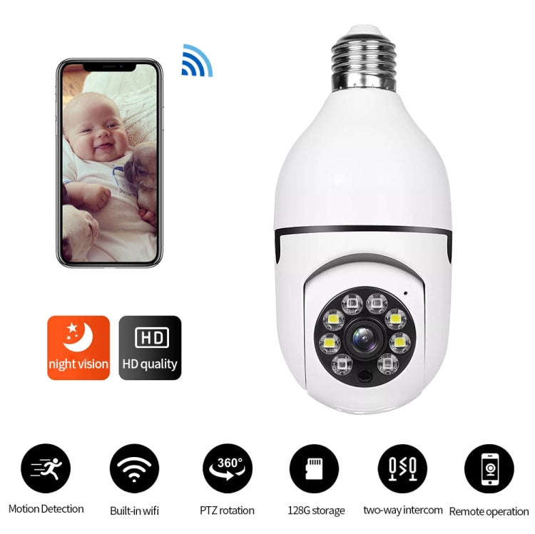 A6 2MP HD Light Bulb WiFi Camera Support Motion Detection/Two-way Audio/Night Vision/TF Card, Wit...