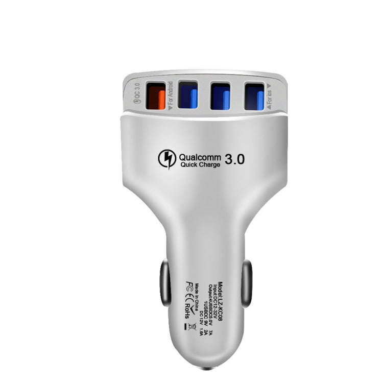 KC08 4 in 1 Cigarette Lighter Conversion Plug Multi-function USB Car Fast Charger, KC08 (White)