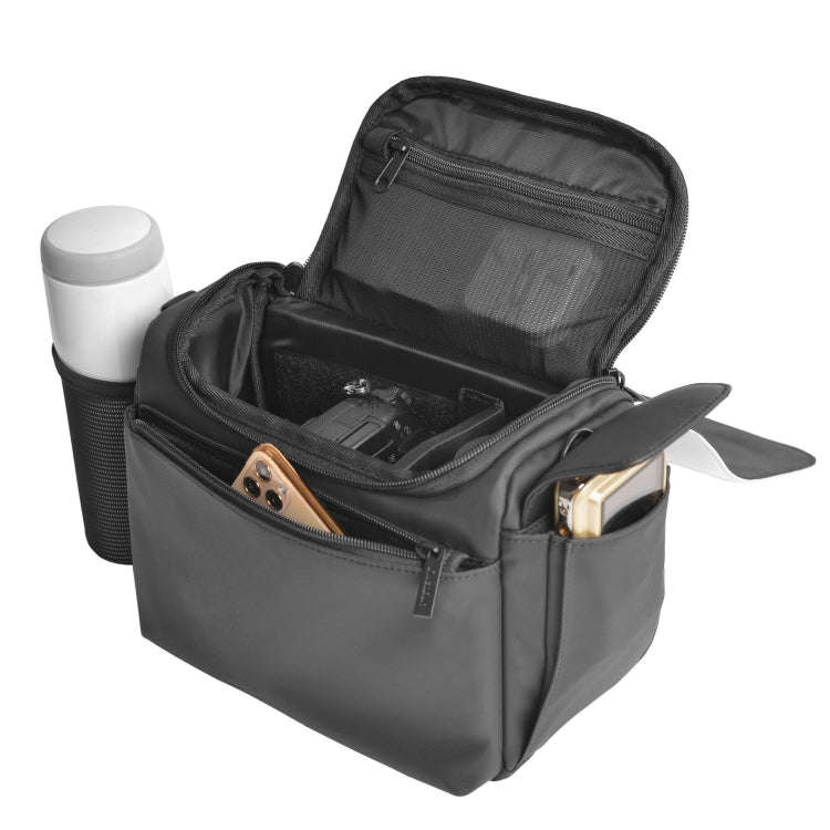 CADeN D73 Camera Sling Bag Water-resistant Shockproof Camera Handbag, 23.5 x 14 x 19cm Black Whit...