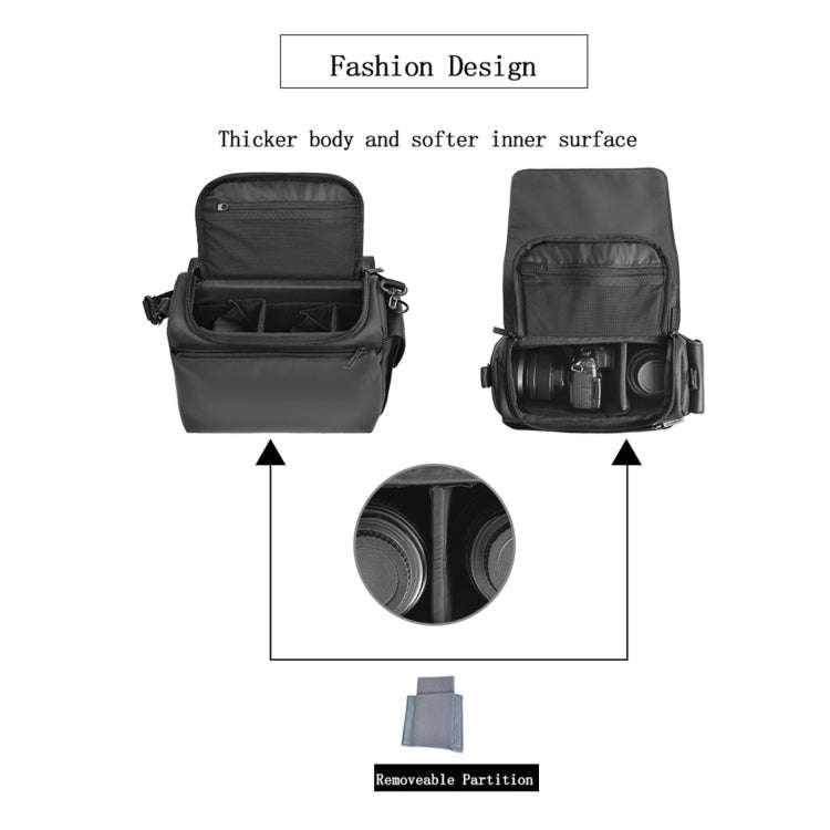 CADeN D73 Camera Sling Bag Water-resistant Shockproof Camera Handbag, 23.5 x 14 x 19cm Black Whit...