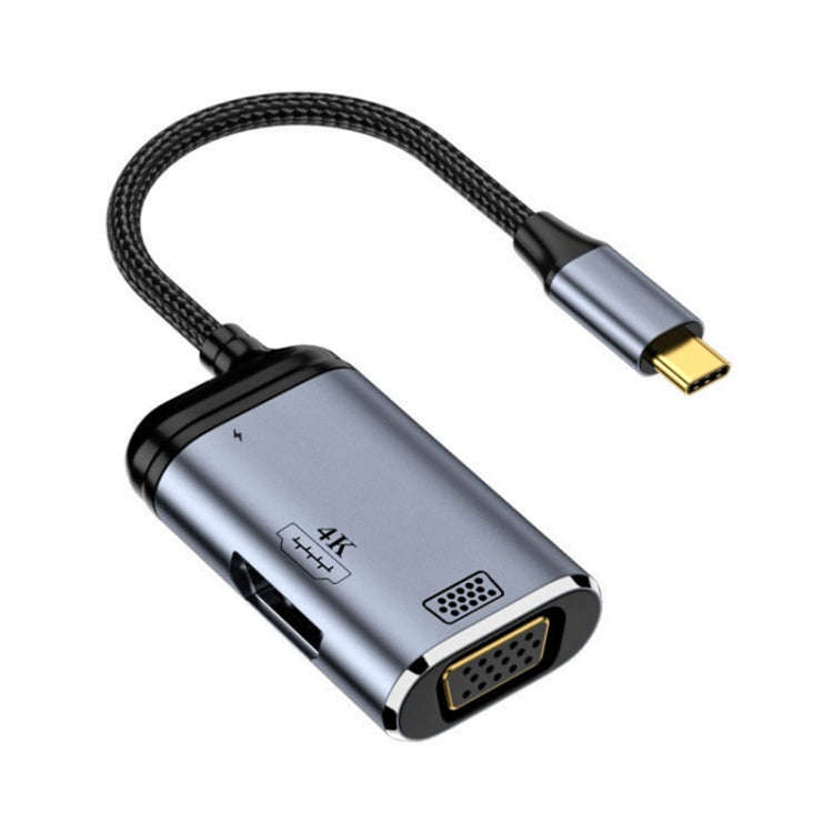 Y001 3 in 1 USB-C/Type-C to VGA+HDMI+USB-C/Type-C Audio Adapter Cable, Y001