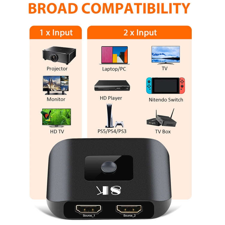 NK-H82 8K UHD HDMI 2X1 One-way Switch with Remote Control, NK-H82
