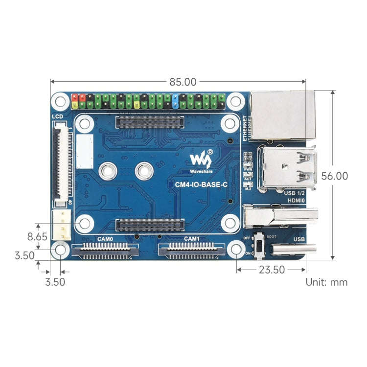 Waveshare Mini Base Board Designed for Raspberry Pi Compute Module 4, 23228