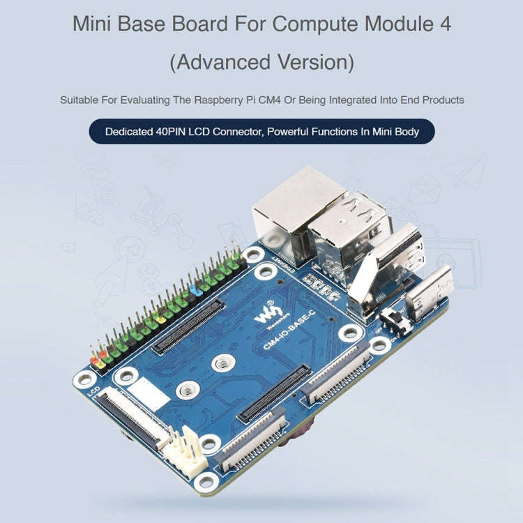 Waveshare Mini Base Board Designed for Raspberry Pi Compute Module 4, 23228