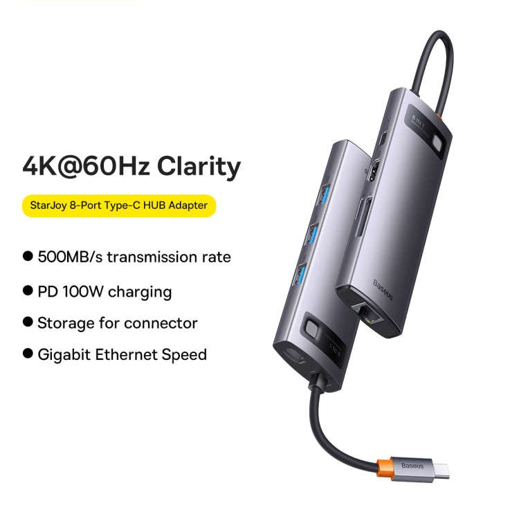 Baseus StarJoy Multifunctional 8-Port USB-C / Type-C HUB Adapter, WKWG080113