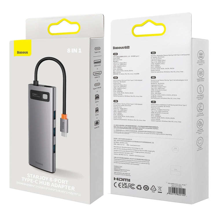 Baseus StarJoy Multifunctional 8-Port USB-C / Type-C HUB Adapter, WKWG080113