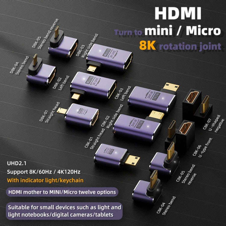 8K HDMI 2.1 to Micro HDMI Adapter, D8K-01, D8K-02, D8K-03, D8K-04, D8K-05, C8K-01, C8K-02, C8K-03...