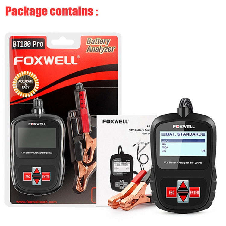FOXWELL BT100Pro 12V Car Battery Detector Fault Diagnosis Tool, BT100Pro