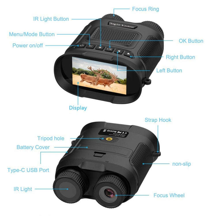 DT29 3 inch IPS Screen Binoculars Digital Binoculars Night Vision, DT29 (Black), DT29 (Green)