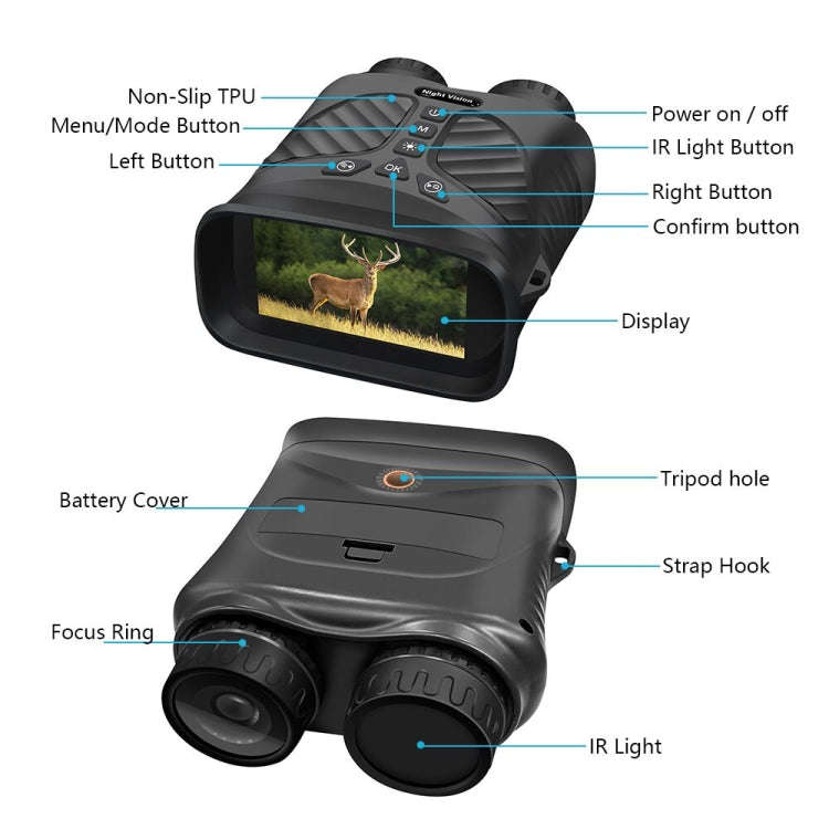 DT39 3 inch IPS Screen Binoculars Digital Binoculars Night Vision, DT39 (Black), DT39 (Green)