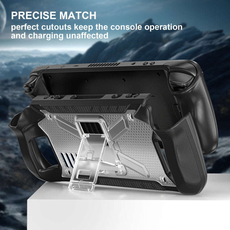 Shockproof Game Console Case with Holder & Shoulder Strap, Case + Shoulder Strap(Black+Transparent)