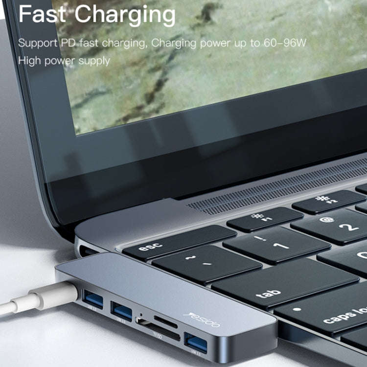 Yesido HB10 6 in 1 USB-C / Type-C Ports Multifunctional Docking Station HUB Adapter, HB10