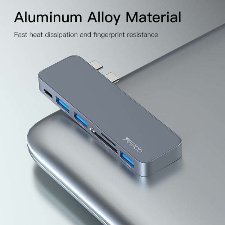 Yesido HB10 6 in 1 USB-C / Type-C Ports Multifunctional Docking Station HUB Adapter, HB10