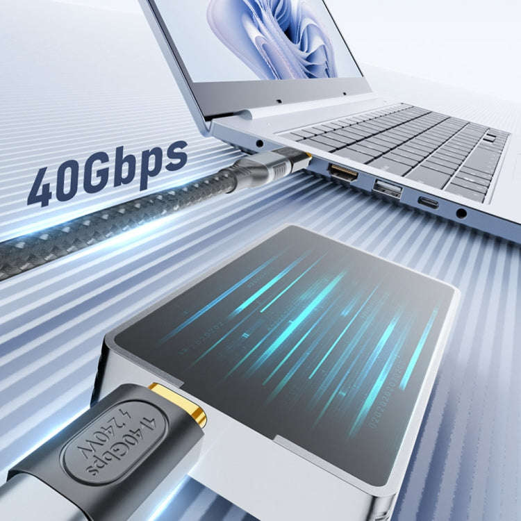 40Gbps 240W USB-C / Type-C Female to USB-C / Type-C Male Side Bend Adapter, Side Bend Adapter