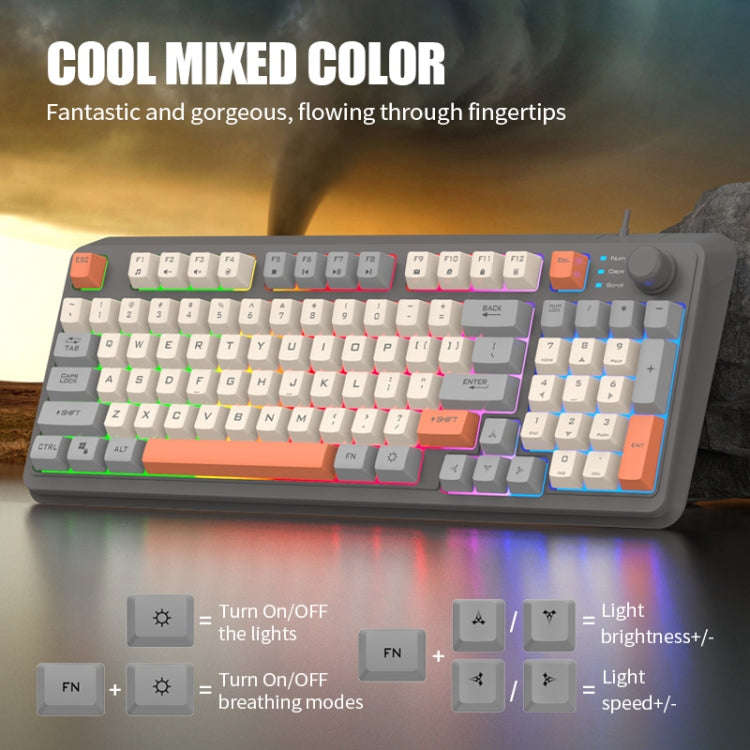 XUNFOX K82 Three-colors 94-Keys Blacklit USB Wired Gaming Keyboard, Cable Length: 1.5m