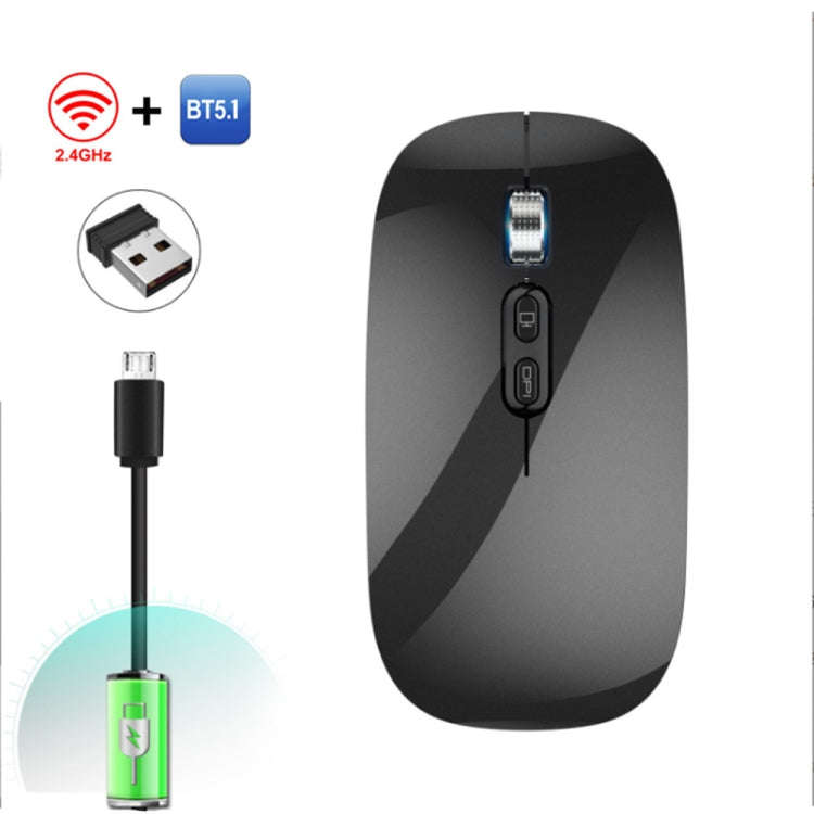 HXSJ M103 1600DPI UV Dual Mode 2.4GHz + Bluetooth 5.1 Wireless Rechargeable Mouse, Dual Mode UV B...