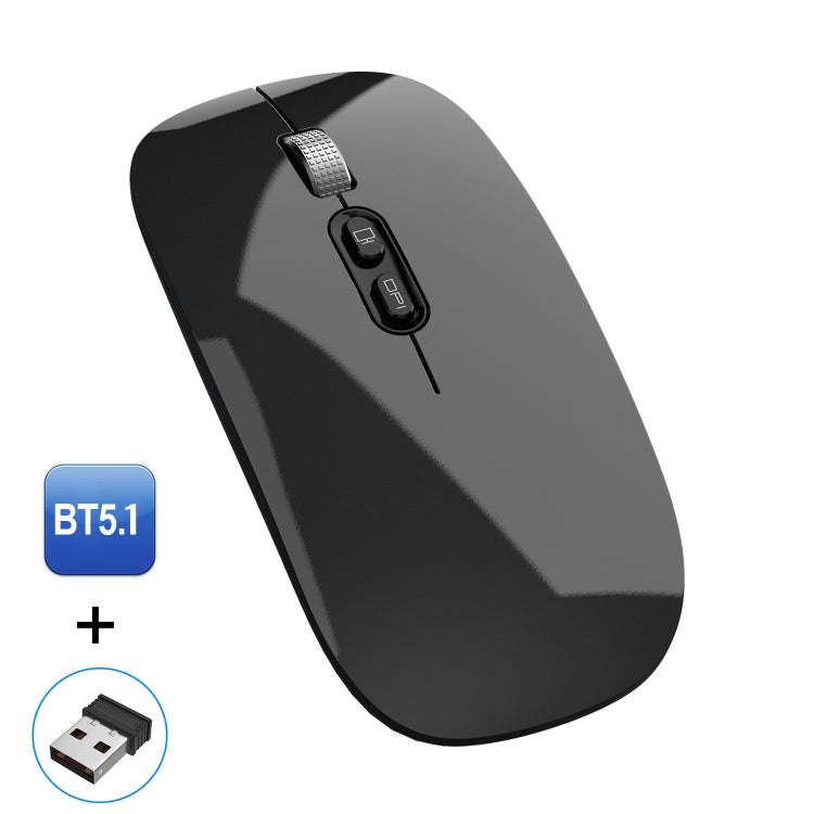 HXSJ M103 1600DPI UV Dual Mode 2.4GHz + Bluetooth 5.1 Wireless Rechargeable Mouse, Dual Mode UV B...