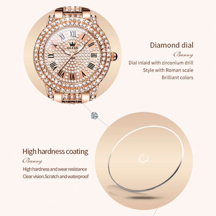 OLEVS 9943 Women Diamond Waterproof Quartz Watch